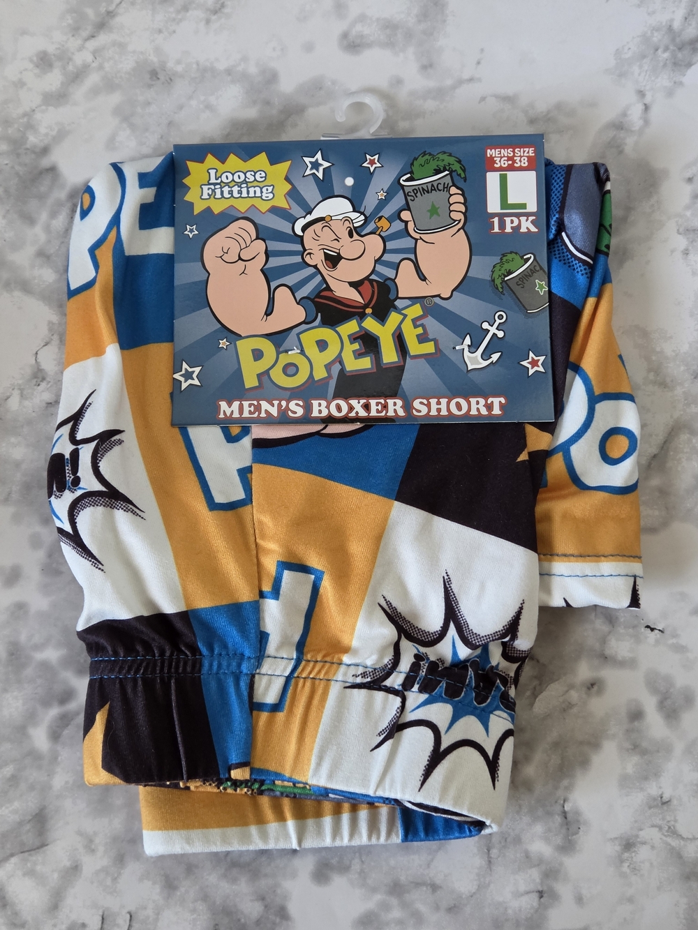 Men's Boxer Shorts Large (36-38) - Blue & Gold, Loose Fitting